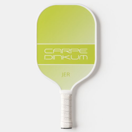 Cute Dink Pun Initials Ombre Green Yellow Sports Pickleball Paddle