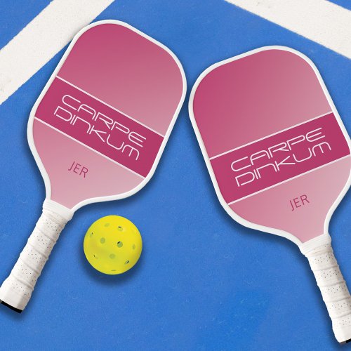 Cute Dink Pun Quote Gradient Initials Girly Pink Pickleball Paddle