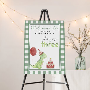 Cute Dino 3rd Birthday Party  Foam Board