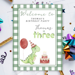 Cute Dino 3rd Birthday Party Poster
