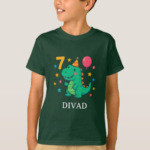 Cute Dino 7th Birthday Party Design T-Shirt