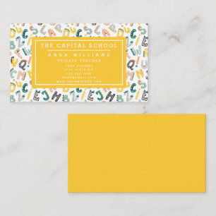 Cute Dino Alphabet - Teacher Private Tutor Business Card