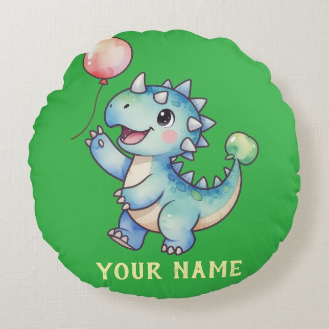 Cute Dino- Ankylosaurus Personalized Round Pillow (Front)