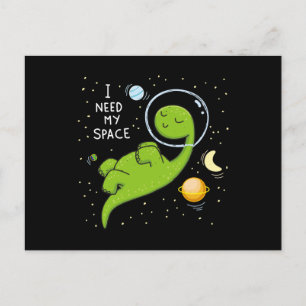 Cute dino astronaut postcard