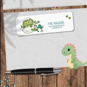 Cute Dino Baby Boy Shower Return Address Label