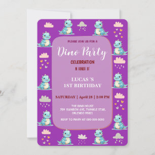 Cute DIno Baby Dinosaurs 1st Birthday party Save T The Date