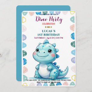 Cute DIno Baby Dinosaurs 1st Birthday party Save The Date