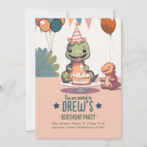 Cute Dino Baby for Kids Birthday Invitation