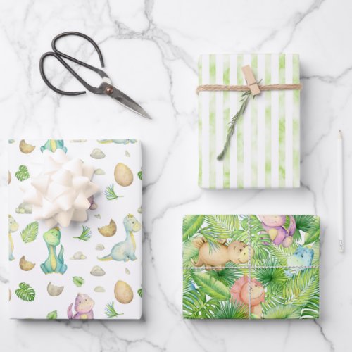 Cute Dino Baby Wrapping Paper Sheets