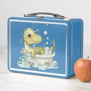 Cute Dino Bath Time Metal Lunch Box