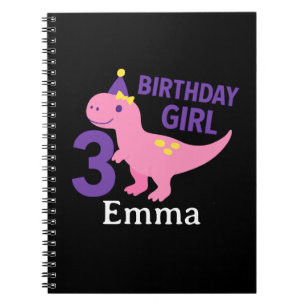 Cute Dino Birthday Girl - 3rd Year Celebration Notebook