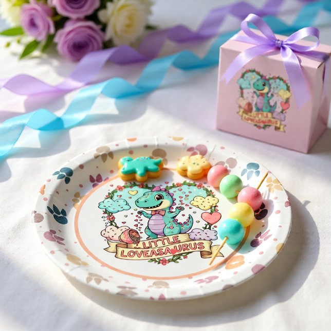 Cute Dino Birthday Personalized Paper Plates (Creator Uploaded)