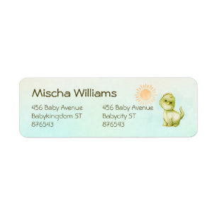 Cute Dino Boys Baby Shower Two Return Addresses Label