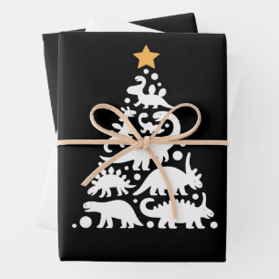 Cute Dino Christmas Tree Funny Dinosaur Holiday Wrapping Paper Sheets