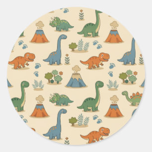 Cute Dino Classic Round Sticker
