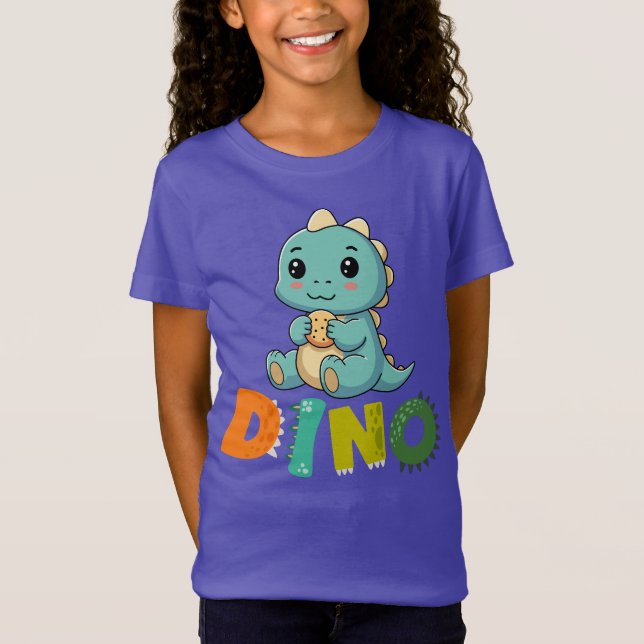 Cute Dino Cookie Lover – Kids Dinosaur T-Shirt Des (Front)