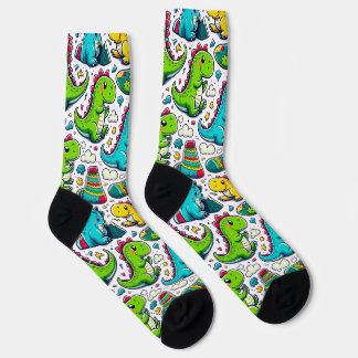 Cute Dino Cozy Socks – Playful Dinosaur Pattern De