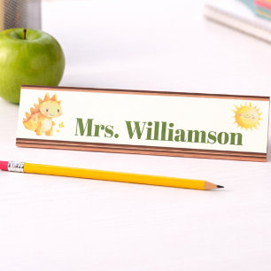 Cute Dino Dinosaur Teacher  Desk Name Plate
