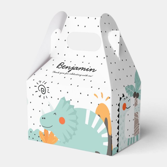 Cute Dino Dinosaurs Birthday Party  Favor Boxes (Front Side)