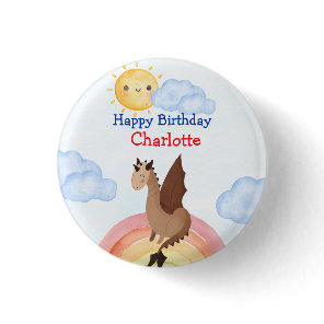 Cute dino Dragon Boy Birthday Party Button