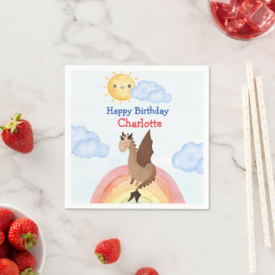 Cute dino Dragon Boy Birthday Party Napkins
