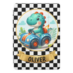 Cute Dino Driving a Race Car iPad Pro Cover