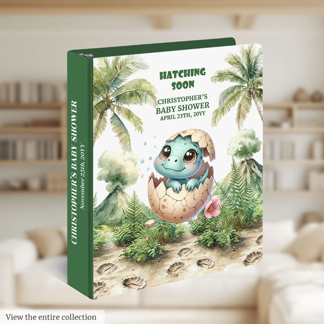 Cute Dino Egg Hatching Soon Personalized Baby Boy  3 Ring Binder (Cute Dino Egg Hatching Soon Personalized Baby Boy 3 ring binder)