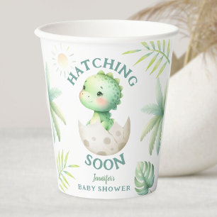Cute Dino Gender Neutral Dinosaur Baby Shower Paper Cups