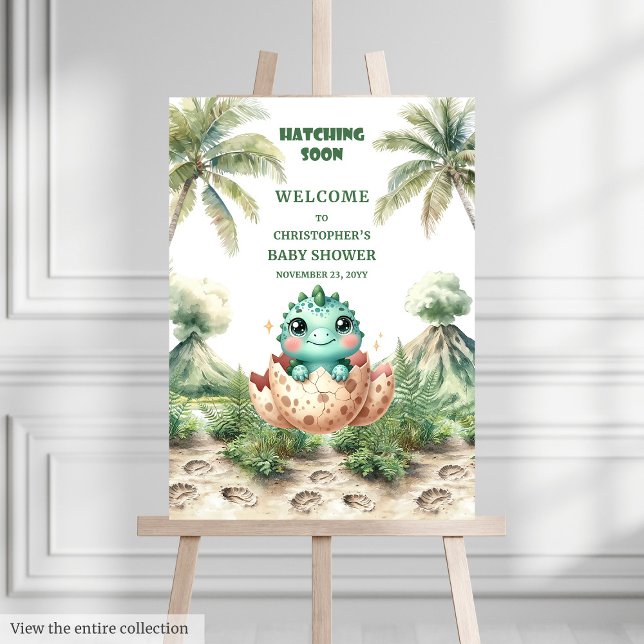 Cute Dino Hatching Soon Baby Shower Welcome Foam Board (Cute Dino Hatching Soon Baby Shower Welcome Foam Board)