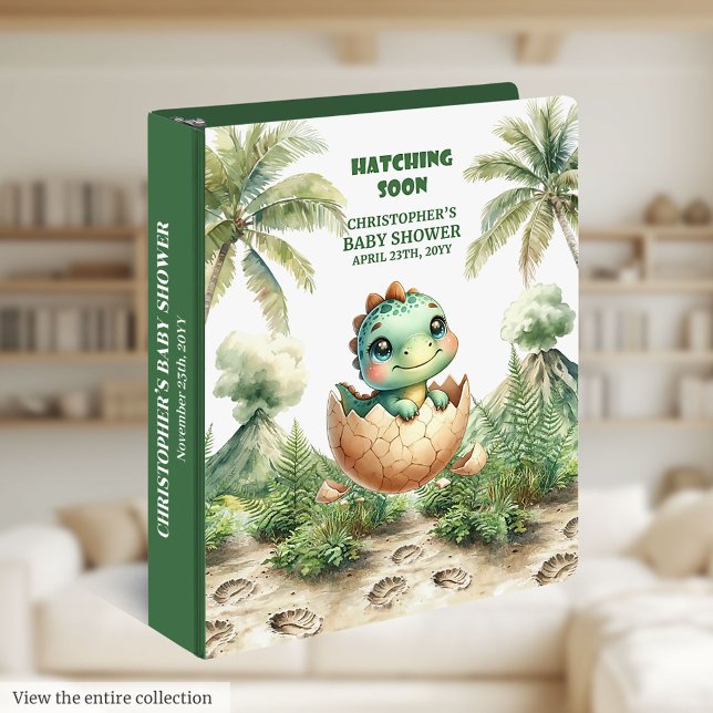 Cute Dino Hatching Soon Personalized Keepsake  3 Ring Binder (Cute Dino Hatching Soon Personalized Keepsake 3 Ring Binder)
