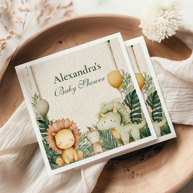 Cute Dino Jungle Baby Shower Napkins (Creator Uploaded)