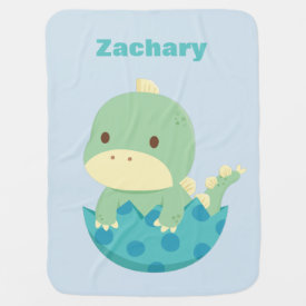 Cute Dino Just Hatched Personalized Baby Blanket