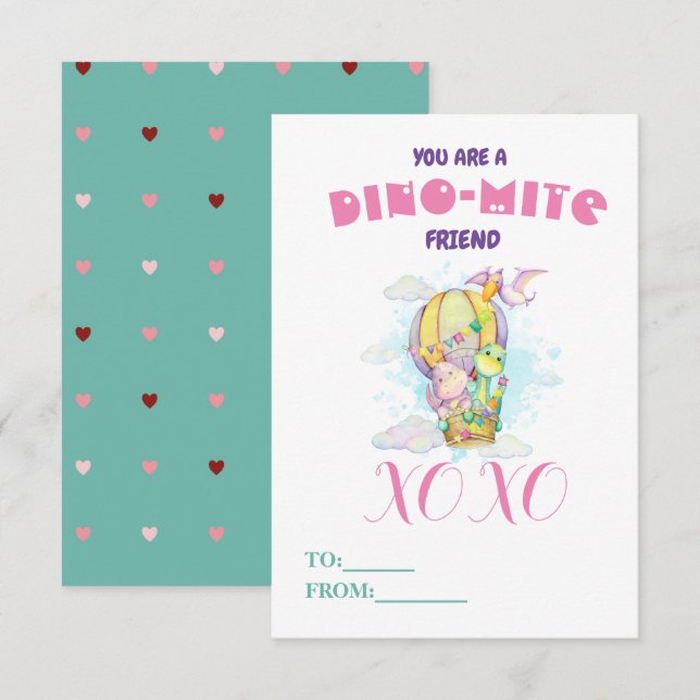 Cute Dino-mite Dinosaur Friend Valentine's Class (Front/Back)