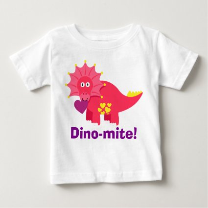 Cute Dino-mite! Red and Purple Dinosaur With Heart Baby T-Shirt