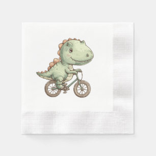 Cute dino on bicycle napkins