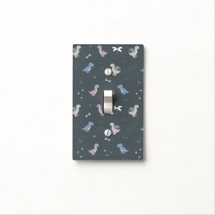 Cute Dino Patern Bluish Gray Light Switch Cover