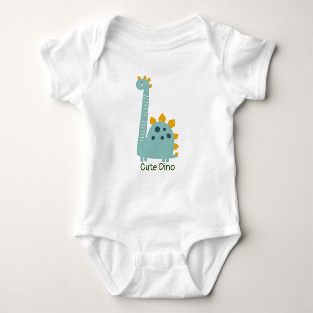 Cute Dino Personalized Baby Bodysuit (Front)
