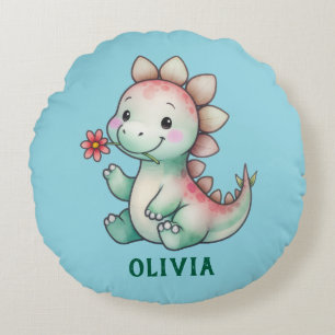 Cute Dino Personalized Round Pillow