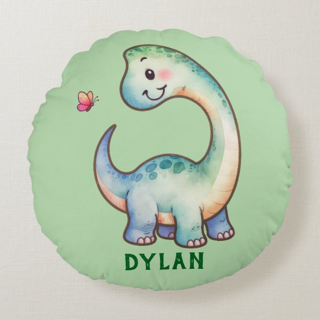 Cute Dino Personalized Round Pillow (Front)