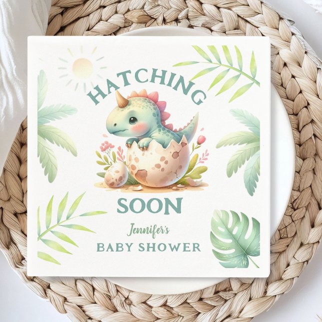 Cute Dino Pink Girl Dinosaur Baby Shower  Napkins (Creator Uploaded)