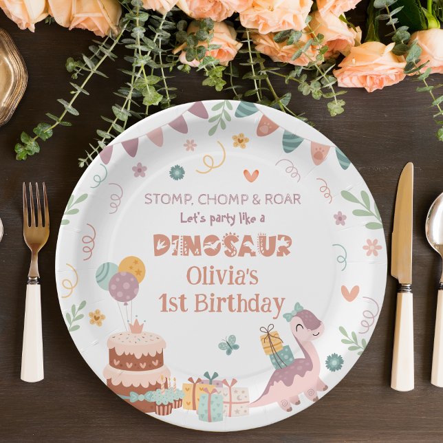 Cute Dino Roar Birthday Party Plates (Creator Uploaded)