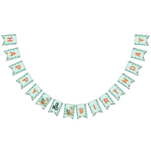 Cute Dino Themed Kid's Birthday Party Bunting Flags