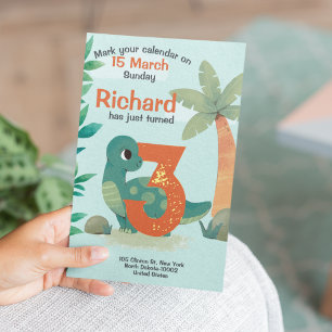 Cute Dino Themed Kid's Birthday Party Invitation