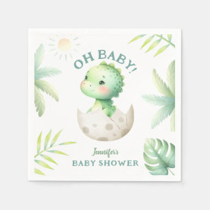 Cute Dino Tropical Dinosaur Baby Shower Napkins