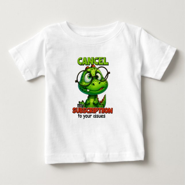 Cute Dino with Glasses Humor Tee – Cancel My Subsc (Front)