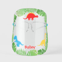 Cute Dinoaurs & Tropical Leaves Back to School Kids' Face Shield
