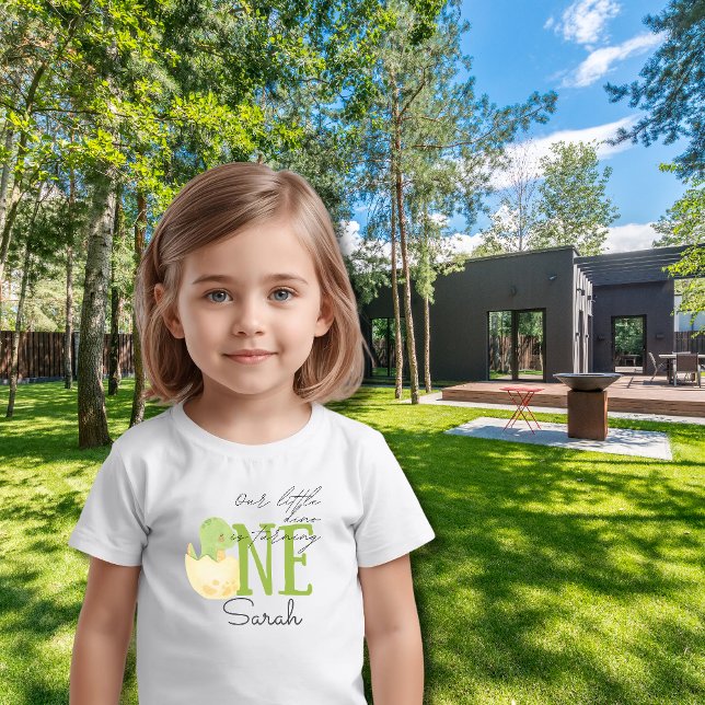 Cute Dinosaur 1st Birthday Baby Personalized Name Baby T-Shirt (Creator Uploaded)