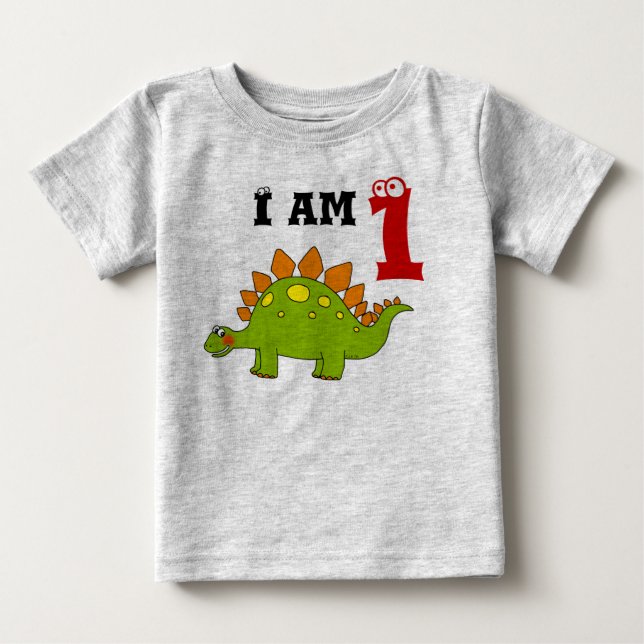Cute Dinosaur 1st Birthday Baby T-Shirt (Front)