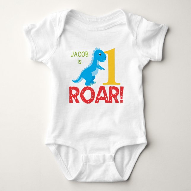 Cute Dinosaur 1st Birthday Bodysuit Colorful (Front)