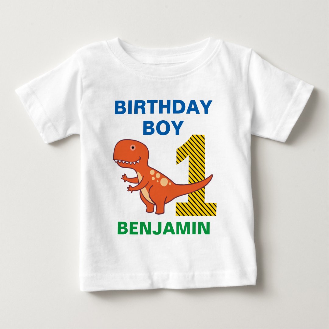 Cute Dinosaur 1st Birthday Party Baby T-Shirt | Zazzle